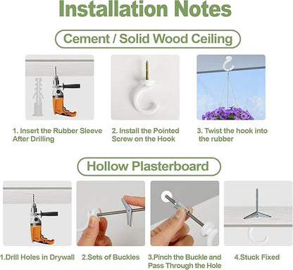 2PCS Ceiling Hooks for Hanging Plants,Heavy Duty Plant Swag Hooks,Hanging Planter Wall Hook, Indoor and Outdoor Plant Hangers