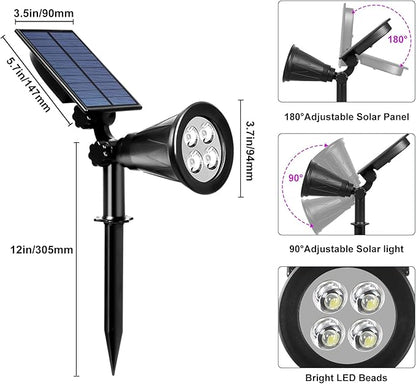 T-SUN Solar Spotlights, 4 LED Solar Waterproof Outdoor Landscape Lights, Auto-on/Auto-Off by Day, 180 Angle Adjustable for Tree, Patio, Yard, Garden, Driveway, Stairs, Pool Area(Purple-1Pack)