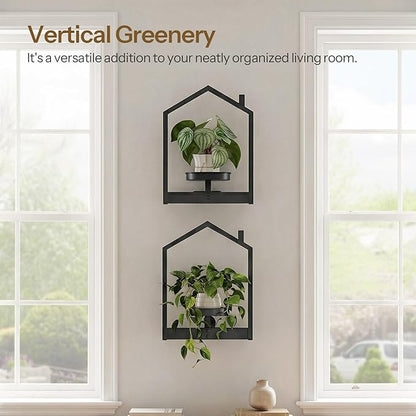 HOOBRO Wall Plant Holder, Wall Planters for Indoor Plants Set of 3, Plant Hanger Indoor Window Plant Shelves for Indoor Outdoor Decor, Black BK08HJP301