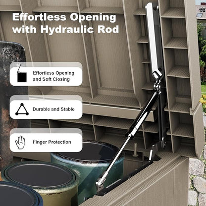 ROJIK Outdoor Storage Housing Deck Box - Waterproof Patio Furniture, Garden Tools, Cushions, Pool Accessories Storage Bench with Lockable Lid and Side Handles (Grey 238 Gal)