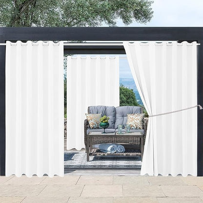 Water Proof Outside Curtains with Grommet Top for Porch, W84 x L84 Thermal Insulated Washable Light Block Outdoor Divider Drapes for Patio Gazebo Deck Pool Area Pergola Cabana (2 Panels)