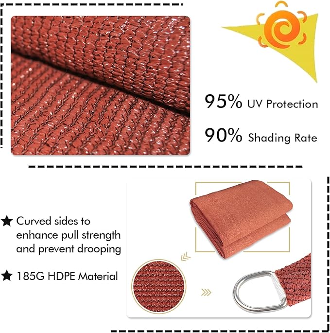 KANAGAWA 14'X22' Rust Red Custom Size Sun Shade Sail Rectangle UV Block Canopy Cover for Patio Backyard Lawn Garden Outdoor (Customized Available)