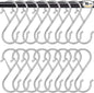 16 Pack S Shaped Hooks - 3.5 inch Heavy Duty Hooks with Safety Buckle for Hanging Plants, Clothes, Kitchen Utensils, Bags (Silver)