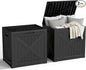 31 Gallon Outdoor Storage Box, Large Resin Deck Box for Patio Cushions, Garden Tools, Pool Accessories, Waterproof and Lockable Design, Storage Bench for Backyard & Deck(Black)