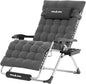 UDPATIO Oversized Zero Gravity Chair, 33In XXL Patio Reclining Chair with Cushion, Outdoor Folding Recliner with Pillows|Cup Holder|Foot Rest|Padded Headrest, Burgundy, Support 500LB