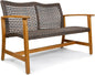 IDZO Harmonie 800lbs Capacity Outdoor Loveseat Furniture, FSC Certified Acacia Patio Sofa with Upgraded 2000 Hours UV Resistant Wicker, Teak Finish Porch Couch