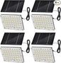 184 LED Solar Lights Outdoor, Waterproof Solar Motion Sensor Flood Lights Outside with 3 Modes Adjustable, Auto On/Off, 20Ft Cable for Porch, Patio, Garden, Garage,Yard, 4 Packs