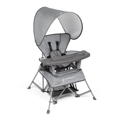Baby Delight Go with Me Venture Portable Chair | Indoor and Outdoor | Sun Canopy | 3 Child Growth Stages | Elephant Grey