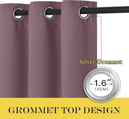NICETOWN Blackout Dry Rose Curtain for Windows 84 inch Long - Thermal Insulated Solid Grommet Room Darkening Drape Sound Reducing for Bedroom/Living Room (1 Panel, W66 x L84)