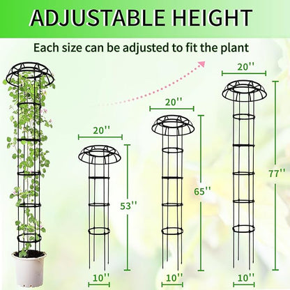 2-Pack 77-Inch Garden Trellis for Climbing Plants,Heavy-Duty Metal Obelisk with Mushroom Top,Stable Support for Potted Clematis,Tomato,Cucumber,Rose,Pea & Vine