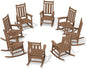 KINGYES Oversized Outdoor Rocking Chair Set of 8, All-Weather Patio Rocking Chairs for Porch, HDPE Outdoor Patio Rockers with High Back & Wide Seat for Garden, Lawn, Brown