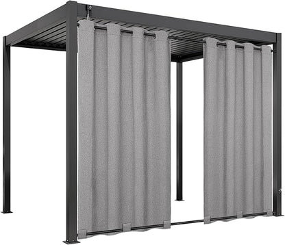 Easy-Going Linen Look Outdoor Curtains Waterproof Windproof Porch Curtains, Soft Thicken Outdoor Privacy Curtains for Patio, Gazebo, Grommet Top and Tab Bottom Drape, 1 Panel, 54x120 inch, Grey