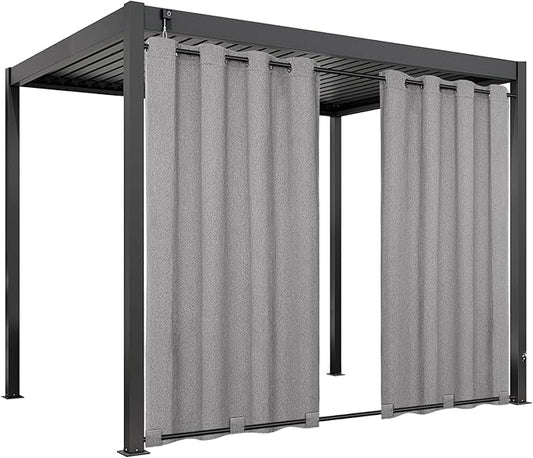 Easy-Going Linen Look Outdoor Curtains Waterproof Windproof Porch Curtains, Soft Thicken Outdoor Privacy Curtains for Patio, Gazebo, Grommet Top and Tab Bottom Drape, 1 Panel, 54x120 inch, Grey