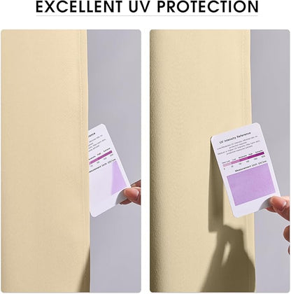 NICETOWN Fade Resistant Outdoor Curtains for Patio Waterproof, Lightfastness Grade 4 Longlasting Outside Drapes for Porch, Gazebo, Sun Blocking Blackout Shades 2 Panels, Biscotti Beige, W52 x L84 in