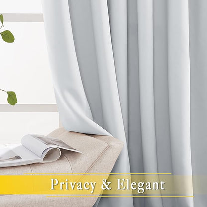 NICETOWN Patio Door Curtain Room Darkening Drapes, Grommet Light & Heat Blocking Room Divider Curtain Panel Window Drape for Bedroom/Living Room (Greyish White, W80 x L90, 1 Panel)