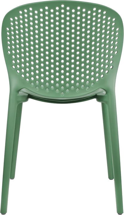 2xhome Set of 3 Patio Dining Chairs | Modern Stackable Outdoor Pool Side Chair | Weather Resistant Plastic for Yard, Porch, Balcony, Kitchen, Green
