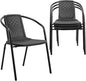VINGLI PE Rattan Outdoor Dining Chairs Set of 4, Plastic Stackable Patio Chairs for Indoor, Porch, Restaurant, Garden, Black