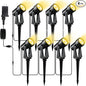 Low Voltage Landscape Lighting,8 Pack Outdoor LED Landscape Spotlights with Transformer 27V Garden Lights Pathway Lights IP65 Waterproof 3000K Warm White