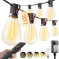 luckystyle 30FT LED Outdoor String Lights with Remote, 10+ 1 Shatterproof Bulbs Waterproof and Dimmable Patio Lights for Porch, Garden, Backyard, Deck, Balcony, 2700K Hanging Lighting