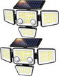 Solar Outdoor Lights - 3000LM 188 LED Motion Sensor Outdoor Lights, 4 Heads Security Light,IP65 Waterproof, Easy Install,270°Wide Angle Flood Wall Light with 3 Modes for Backyard Yard (2 Pack)