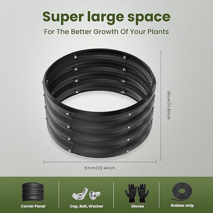 ZXZYHFTY Round Galvanized Raised Garden Bed kit,Black Outdoor Garden Raised Planter Box, Round Large Metal Raised Garden Beds for Vegetable 2 * 2 * 1ft 1 Pack