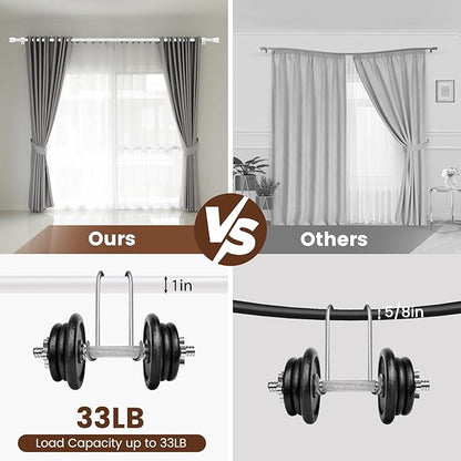 1” Diameter Curtain Rods Itself is 30 to 60 inch 2 Pack Fit 30-54 inch Window with Heavy Duty Adjustable Rod Matte White Splicing Metal Extra Long Curtain Rod for Windows