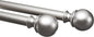 Amazon Basics Adjustable Heavy Duty Curtain Rod for Windows, Round Finials, 1-Inch Rod, 72" to 144", Nickel, 1-Pack