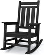 KINGYES Oversized Outdoor Rocking Chair, All-Weather Patio Rocking Chairs for Porch, HDPE Outdoor Patio Rockers with High Back & Wide Seat for Garden, Lawn, Black