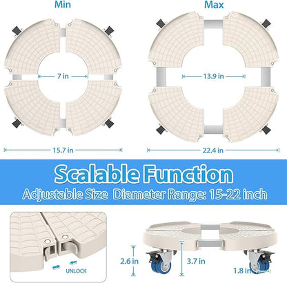 VANCASTLE Plant Caddy with Lockable Wheels Heavy Duty 450lbs Capacity, 15-22 Inch Adjustable Plant Stand with Wheels Rolling base, Plant Dolly for Flower Pot Mover Indoor Outdoor, Beige, 1 Pack
