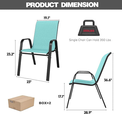 Patio Chairs Set of 4, Stackable Outdoor Dining Chairs for All Weather Textilene Fabric & Metal Frame, Outdoor Chairs Set for Backyard Deck Garden