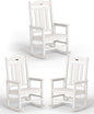 Ciokea Oversized Outdoor Rocking Chairs Set of 3, 380lbs Heavy-Duty Large Patio Rocker, High Back Cozy Porch Chairs, Weather Resistant Patio Rocking Chairs for Outside, Fire Pit, Deck, White