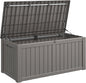 Outdoor Storage Box, Resin Deck Boxes Indoor and outdoor, Waterproof Storage Box Lockable Lid (Grey, 120 Gallon)