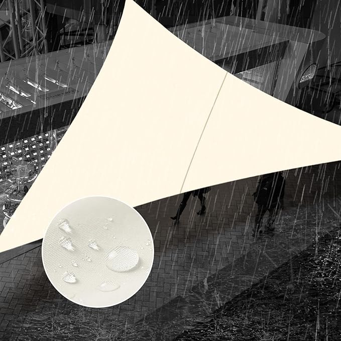 SUNNY GUARD Waterproof Sun Shade Sail 10'x15'x18' Cream Right Triangle UV Block Sunshade for Backyard Yard Deck Patio Garden Outdoor Activities and Facility(Customized)