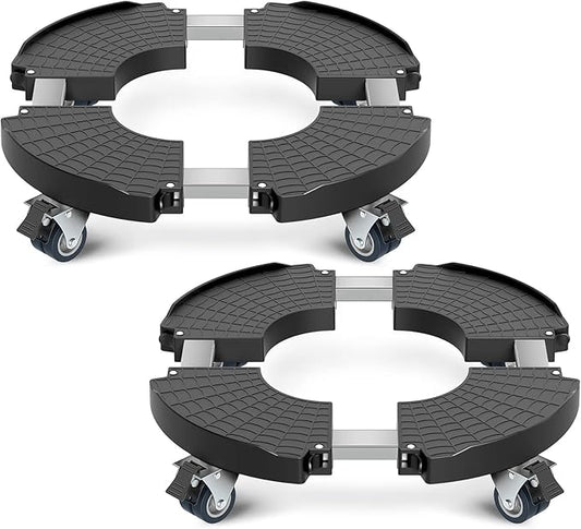 sanyi Plant Caddy with Wheels, 2 Pack 8-21" Adjustable Rolling Plant Stands with Wheels Heavy Duty Large Plant Potted Trolley Dolly Cart Garden Tower Pot Greenstalk Vertical Planter Umbrella Base