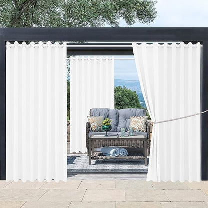DIVA EN CAMINO DEC Outdoor Patio Curtain Waterproof Darkening Thermal Insulated Indoor Curtains for Bedroom, Porch, Living Room, Pergola, Cabana, W105 x L95, Set of 2 Panels