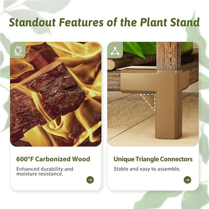 Plant Stand with Wheels Outdoor Indoor Hanging Plant Shelf for Multiple Plants Tall Large Holder for Living Room Patio Balcony Garden Corner Mobile