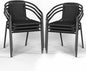 Amopatio Outdoor Dining Chairs Set of 6, Rattan Patio Chairs Wicker, Stackable Indoor-Outdoor Chair, Bistro, Deck, Yard, Porch, Restaurant Stack Chairs, Black