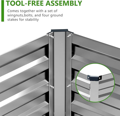 2PCS 10x3x1ft Galvanized Raised Garden Bed Kit, Galvanized Planter Raised Garden Boxes Outdoor, Large Metal Raised Garden Beds for Vegetables,Silver