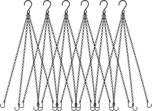 garini 6 Pack, 23 Inch Hanging Baskets Chain,Black Hanging Chains with Hooks Flower Pot Chain Replacement Plant Hangers for Planters, Bird Feeders and Lanterns