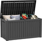Outdoor Storage Box, Resin Deck Boxes Indoor and outdoor, Waterproof Storage Box Lockable Lid (Black, 160 Gallon)