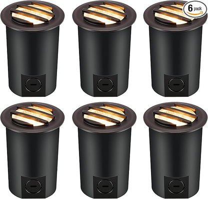 [6 Pack]CLOUDY BAY 9W Low Voltage Landscape Lights,LED Well Lights,Grated Top,12V-24V Waterproof Outdoor,2700K/3000K/3500K/4000K/5000K In Ground Lights for Fence Pathway Deck,Transformer Excluded