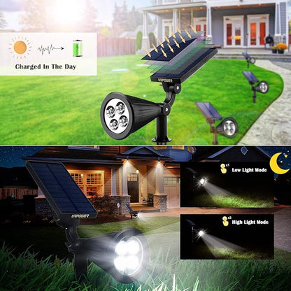 URPOWER Solar Lights Outdoor, 2-in-1 Waterproof Adjustable Solar Spotlights Outdoor Wall Light, Dusk-to-Dawn Solar Powered Landscape Lights for Backyard/Garden/Pathway/Pool/Porch (4Pack, Cool White)