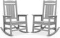 SERWALL HDPE Outdoor Rocking Chair Set of 2, Oversized Patio Rocking Chairs, All-Weather Porch Rockers for Adults, Light Gray