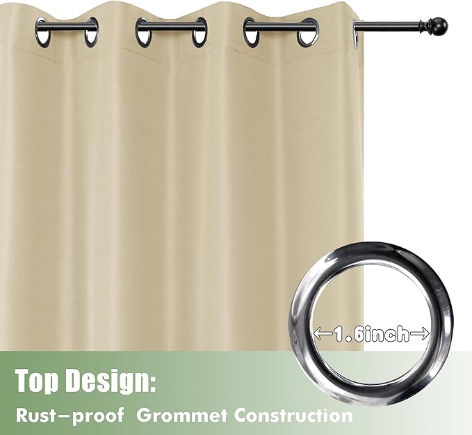 HolidayIdeas Extra Wide Outdoor Curtains for Patio Waterproof, 6 Panels - 110x108 Inches - Weatherproof Privacy Outsides Curtains for Backyard Porch Gazebo, Sunlight & UV Blocking (Cream, Grommet Top)