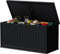 Devoko 260 Gallon Double-Wall Deck Box with Divider, Side Handles, Resin Outdoor Large Storage Box Waterproof and Lockable for Patio Furniture, Garden, Pool (Black, 260 Gallon)