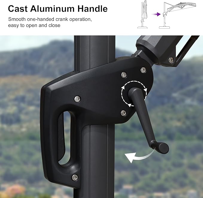 PURPLE LEAF 9' X 12' Left-right Tilt Patio Umbrella Outdoor Cantilever Swivel Rectangle Umbrella with Tilt Aluminum Offset Umbrella with 360-degree Rotation for Garden Deck Pool Patio Navy Blue