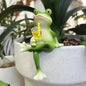 Miniature Frog Figurines Plant Decorations for Pots, Funny Outdoor Garden Decor Women Gifts Frog Statue Planter Hugger for Flower,Lawn,Yard Ornament,2.92"x1.12"x4.94