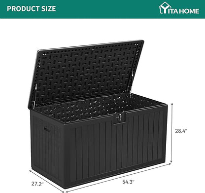 YITAHOME 150 Gallon Large Deck Box with Side Handles, Outdoor Double-Wall Storage for Patio Furniture Cushions, Garden Pool Accessories, Waterproof & Lockable