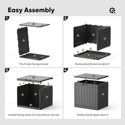 NEWBULIG 31 Gallon Outdoor Storage Box, Waterproof Deck Box with Lockable Lid, Patio Furniture Bench & Side Table, Easy Assembly, for Garden, Pool, Patio & Backyard Organization, Black