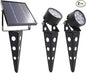 Legacy Mini 50X Twin Solar-Powered Spot Lights LED Spotlight Flag Pole Light (Warm White LED) for Outdoor Garden Yard Landscape Uplight Downlight, Waterproof, Black Finish